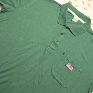 Haband Mens‎ Polo Shirt Size XXL Green Pocket USA Flag Classic Casual